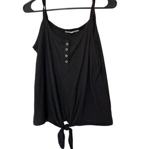 Women's Crop Top Hippie Rose Tie Front Ribbed Tank Top. Size Large